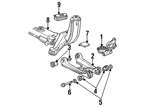 1992 Cadillac Seville Lower Control Arm Bolt Diagram for 3523047