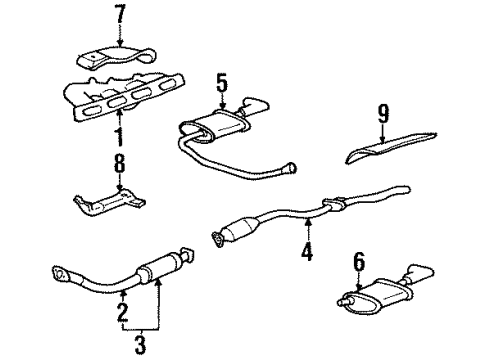 1994 Oldsmobile Achieva Muffler & Pipe, Driver Side Diagram for 22592448