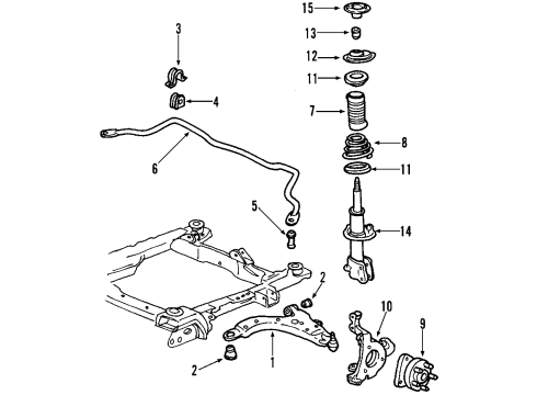 2000 Chevy Impala Front Suspension Components, Lower Control Arm, Stabilizer Bar Diagram
