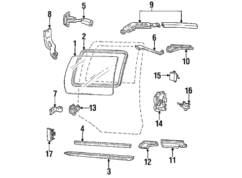1990 Chevy Lumina APV Side Loading Door - Glass & Hardware Diagram