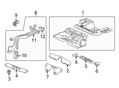 2011 Cadillac CTS Rear Floor & Rails Diagram