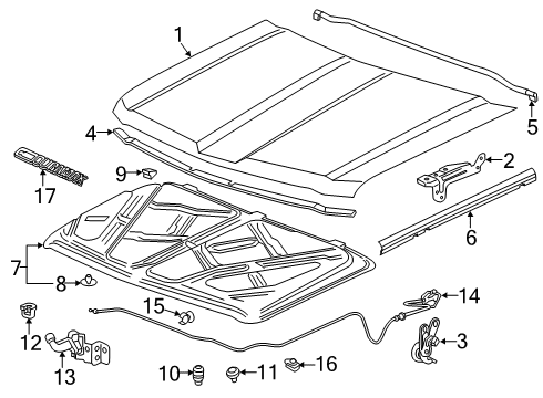 2016 Chevy Silverado 3500 HD Hood & Components Diagram