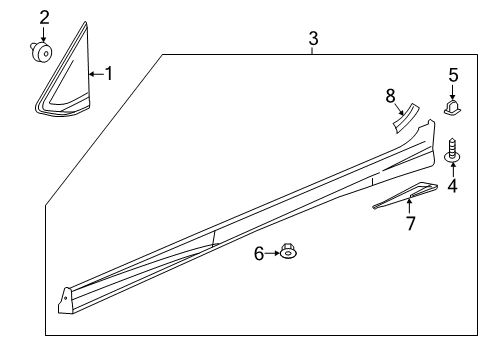 2022 Chevy Spark Exterior Trim - Pillars Diagram