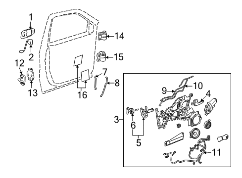 2005 Saturn Relay Handle, Inside Diagram for 89044625