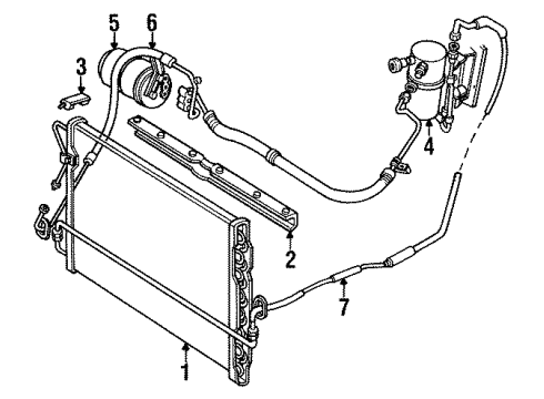 1987 Pontiac 6000 A/C Condenser, Compressor & Lines Diagram