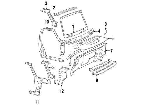 1995 Pontiac Trans Sport Cowl Panel Diagram for 10210866