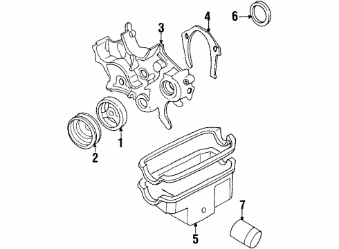 1991 Chevy Beretta Engine Parts, Mounts, Cylinder Head & Valves, Camshaft & Timing, Oil Pan, Oil Pump, Crankshaft & Bearings, Pistons, Rings & Bearings Diagram