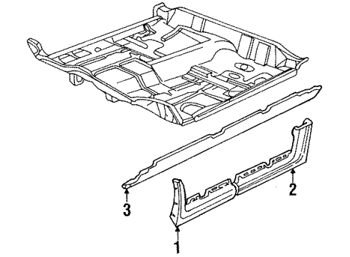 1993 Cadillac Seville Exterior Trim - Pillars, Rocker & Floor Diagram