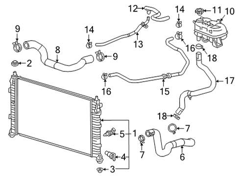 2021 GMC Yukon Radiator & Components Diagram