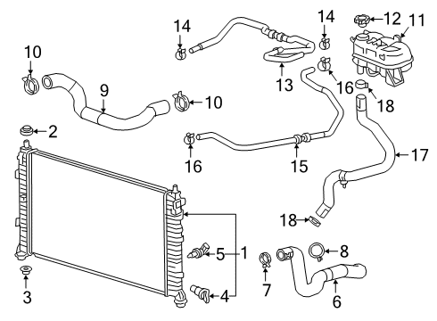 2021 GMC Sierra 1500 Radiator & Components Diagram