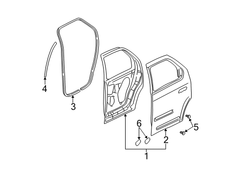 2005 Pontiac Aztek Rear Door Diagram
