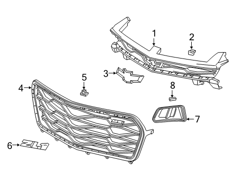 2017 Chevy Camaro Grille & Components Diagram