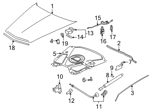 2007 Cadillac XLR Hood & Components, Exterior Trim Diagram