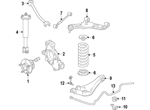 2010 Cadillac CTS Rear Suspension Components, Lower Control Arm, Upper Control Arm, Stabilizer Bar Diagram