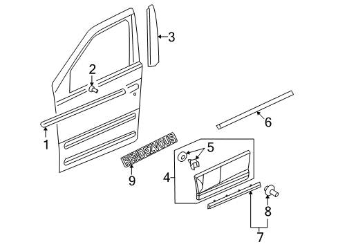 2002 Buick Rendezvous Exterior Trim - Front Door Diagram