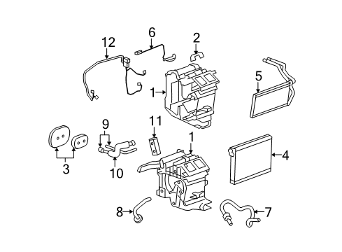 2008 Cadillac STS A/C Evaporator & Heater Components Diagram