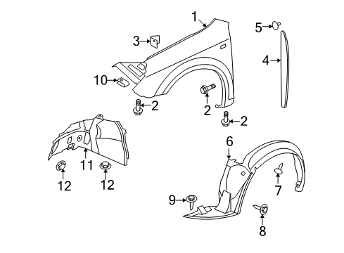 2009 Saturn Aura Fender & Components Diagram