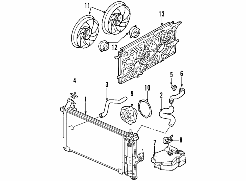 2002 Buick Rendezvous Cooling System, Radiator, Water Pump, Cooling Fan Diagram