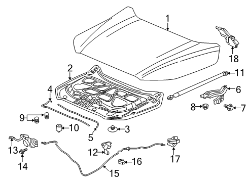 2017 GMC Acadia Hood & Components Diagram