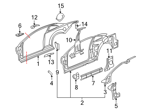 2008 Chevy Cobalt Center Pillar, Hinge Pillar, Rocker, Uniside Diagram