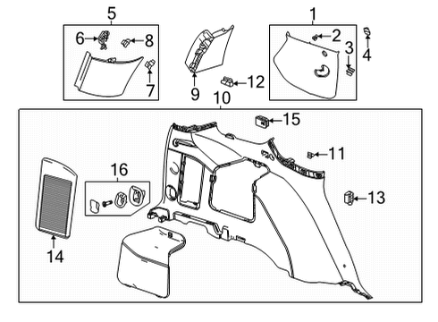 2021 GMC Yukon Interior Trim - Quarter Panels Diagram