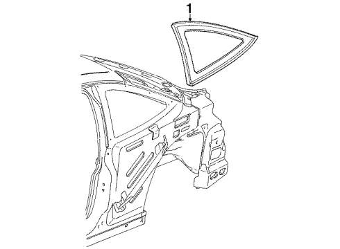 2002 Saturn SC1 Quarter Panel - Glass & Hardware Diagram