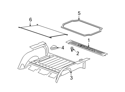 2008 Hummer H3 Interior Trim - Rear Body Diagram