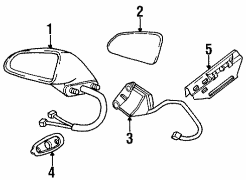 1999 Oldsmobile LSS Mirror, Rear Passenger Side Diagram for 20748654