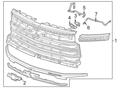 2023 Chevy Silverado 1500 Grille & Components Diagram
