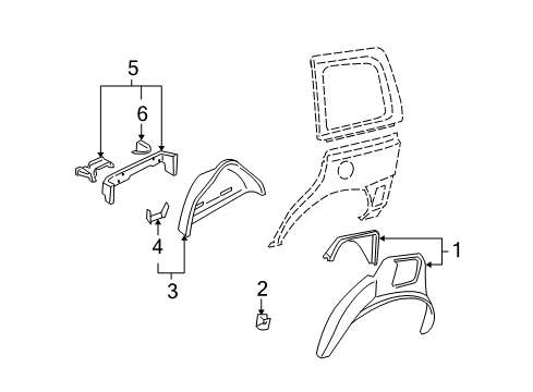 2006 Chevy Uplander Inner Structure - Side Panel Diagram
