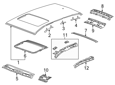 2012 Chevy Captiva Sport Roof & Components Diagram