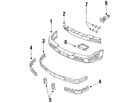 1987 Buick Riviera Bumper Cover Diagram for 1637474