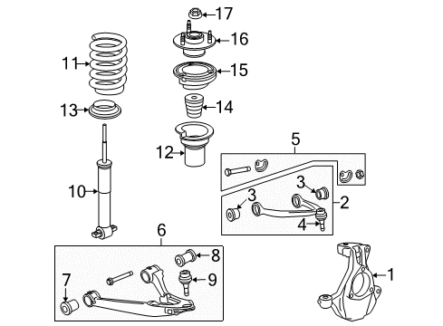 2013 Chevy Avalanche Front Suspension Components, Lower Control Arm, Upper Control Arm, Ride Control, Stabilizer Bar Diagram