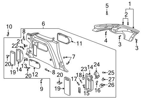 2005 Pontiac Aztek Interior Trim - Quarter Panels Diagram
