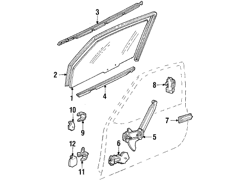 1988 Buick Skyhawk Front Door - Glass & Hardware Diagram