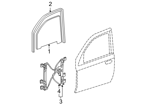 2009 GMC Envoy Front Door - Glass & Hardware Diagram