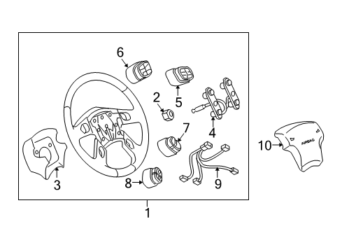 2005 Chevy Silverado 1500 Steering Column, Steering Wheel & Trim, Shroud, Switches & Levers Diagram