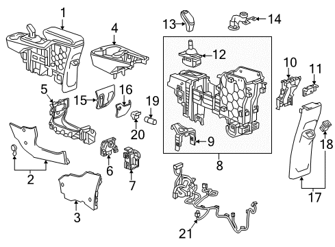 2019 Chevy Bolt EV Center Console Diagram