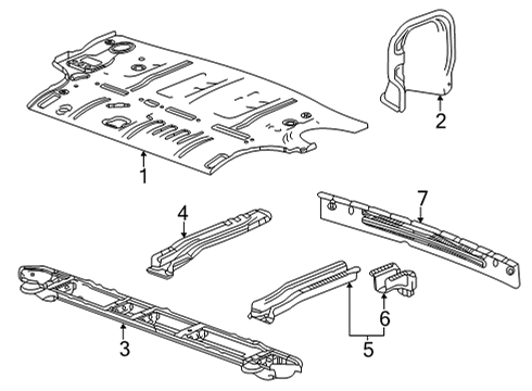 2023 Cadillac Escalade Rear Floor & Rails Diagram