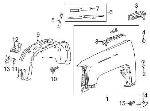 2016 Chevy Silverado 3500 HD Fender & Components, Exterior Trim Diagram