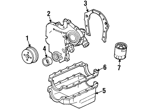 1998 Buick Skylark Engine Parts, Mounts, Cylinder Head & Valves, Camshaft & Timing, Intake Camshaft, Exhaust Camshaft, Oil Pan, Oil Pump, Balance Shafts, Crankshaft & Bearings, Pistons, Rings & Bearings Diagram