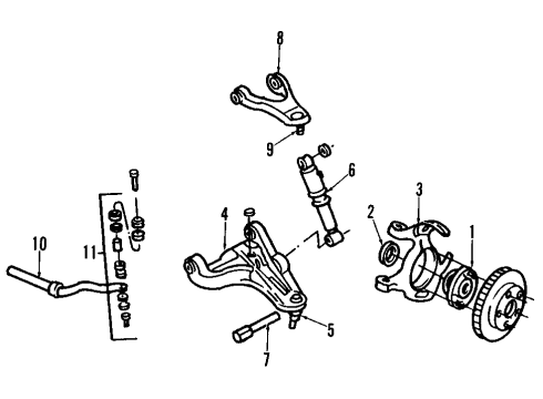 1984 Buick Riviera Front Suspension Components, Lower Control Arm, Upper Control Arm, Stabilizer Bar, Torsion Bar Diagram