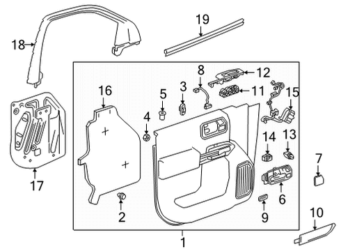2021 Chevy Silverado 3500 HD Interior Trim - Front Door Diagram