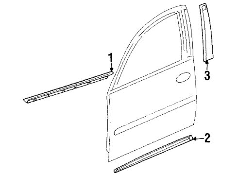 2003 Oldsmobile Aurora Belt Weatherstrip, Front Outer Driver Side Diagram for 25732989