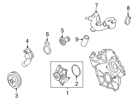 2009 Cadillac XLR Water Outlet Diagram for 12581442