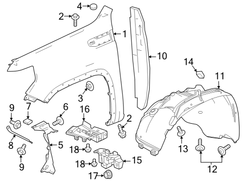 2023 GMC Sierra 1500 Fender & Components Diagram