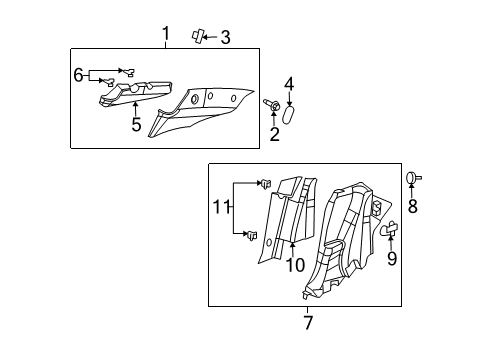 2006 Saturn Ion Interior Trim - Quarter Panels Diagram