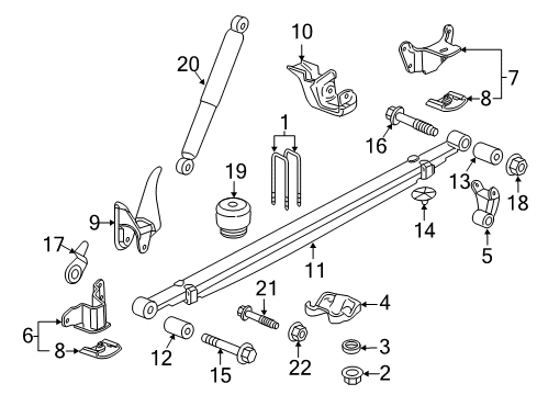 2016 GMC Sierra 2500 HD Rear Suspension Components, Stabilizer Bar Diagram