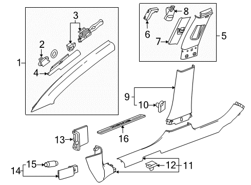 2015 Buick Regal Interior Trim - Pillars, Rocker & Floor Diagram