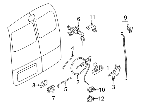 2016 Chevy City Express Back Door - Lock & Hardware Diagram